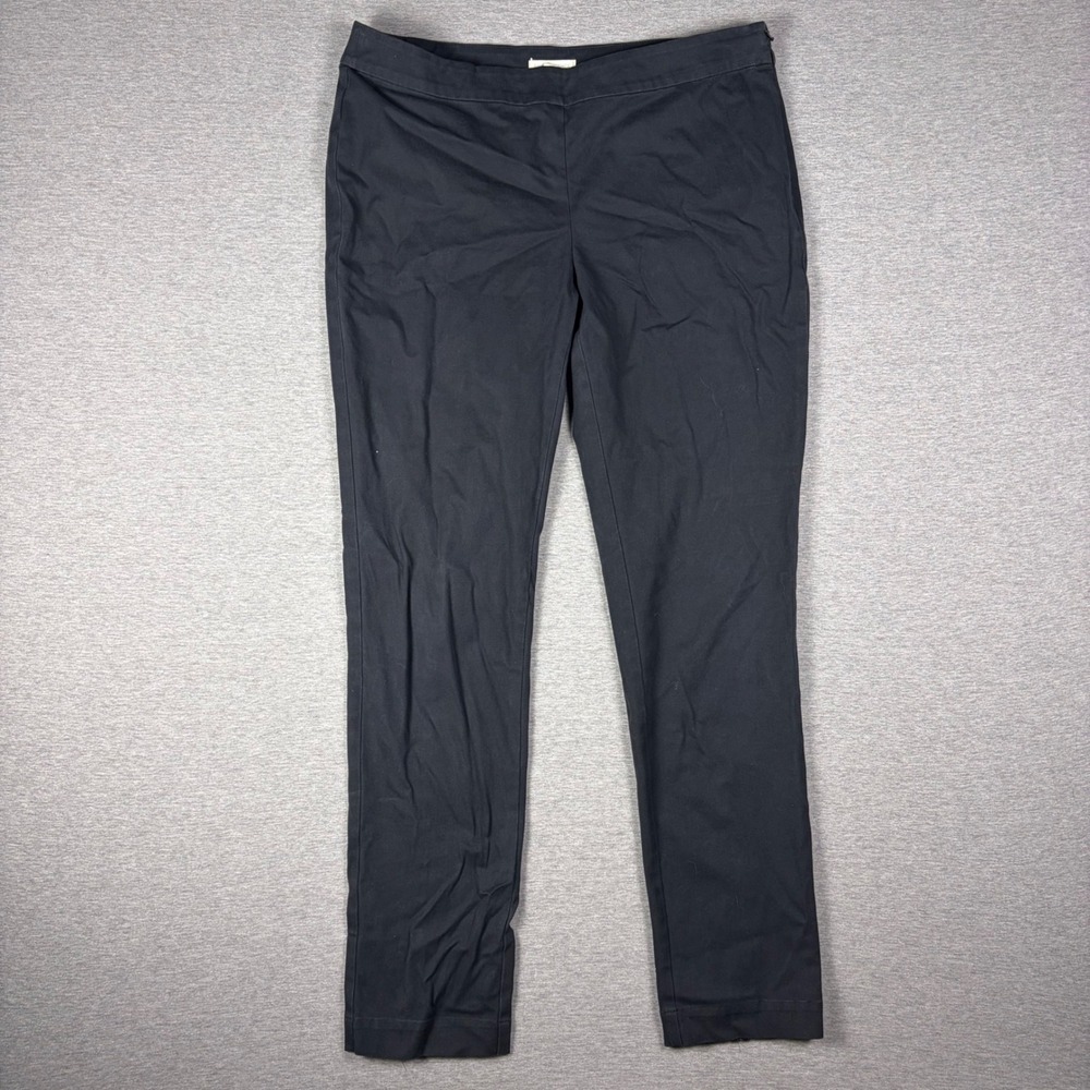 Eileen Fisher Pull On Pants Small Black Ankle Zip Slim Ankle